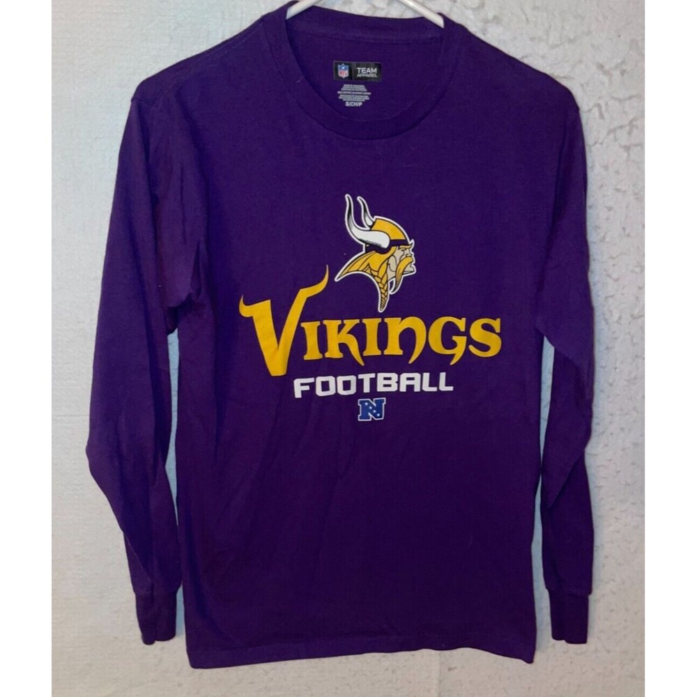 Minnesota Vikings NFL Team Apparel Mens sz S T-Shirt Football Long Sleeve Purple